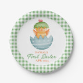 Personalisiertes Kariertes Kicheeier zu Ostern Pappteller (Vorderseite)