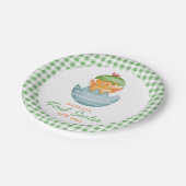 Personalisiertes Kariertes Kicheeier zu Ostern Pappteller (Schrägansicht)