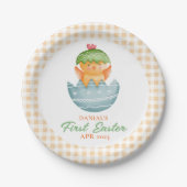 Personalisiertes Kariertes Kicheeier zu Ostern Pappteller (Vorderseite)