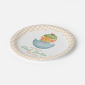 Personalisiertes Kariertes Kicheeier zu Ostern Pappteller (Schrägansicht)