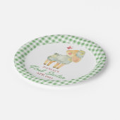 Personalisiertes Kariertes Kleines Lamm mein erste Pappteller (Schrägansicht)