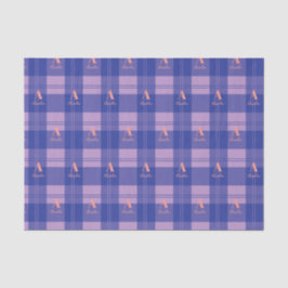 Personalisiertes Kariertes Lila Monogramm-Muster Seidenpapier