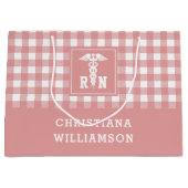 Personalisiertes Kariertes Muster RN Krankenversic Große Geschenktüte (Vorderseite)