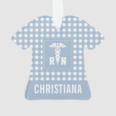 Personalisiertes Kariertes Muster RN Krankenversic Ornament (Rückseite)
