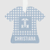Personalisiertes Kariertes Muster RN Krankenversic Ornament (Vorderseite)