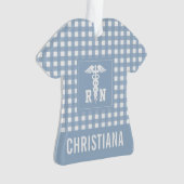 Personalisiertes Kariertes Muster RN Krankenversic Ornament (Vorderseite)