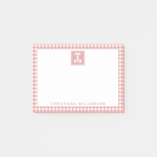 Personalisiertes Kariertes Muster RN Krankenversic Post-it Klebezettel (Vorderseite)