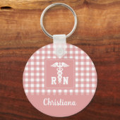 Personalisiertes Kariertes Muster RN Krankenversic Schlüsselanhänger (Vorderseite)