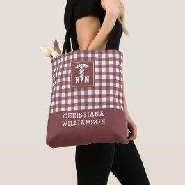 Personalisiertes Kariertes Muster RN Krankenversic Tasche