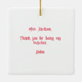 Personalisiertes Kariertes Rainbow-Lehrer Weihnach Keramikornament (Rückseite)