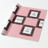 Personalisiertes Kariertes Rosa Braun Matched Vale Geschenkpapier (Ungerollt)