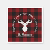 Personalisiertes Kariertes Rot- und Schwarz-Buffal Serviette (Vorderseite)