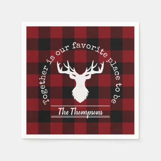 Personalisiertes Kariertes Rot- und Schwarz-Buffal Serviette (Vorderseite)