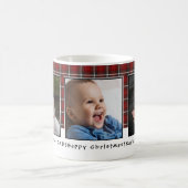 Personalisiertes Kariertes Rotes Weihnachtsfest 3 Kaffeetasse (Mittel)