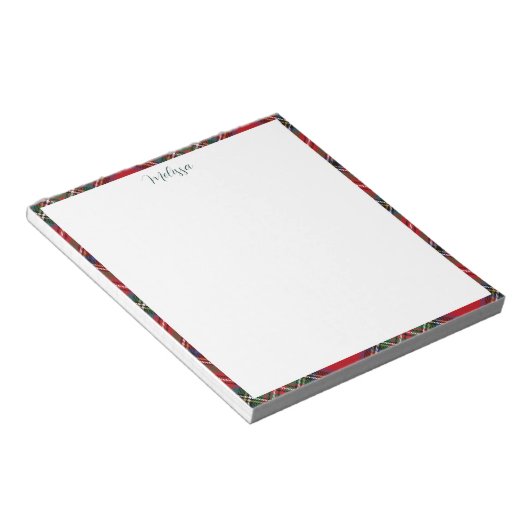 Personalisiertes Kariertes Script Classic Stewart  Notizblock (angewinkelt)