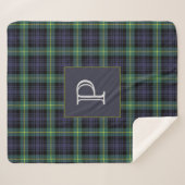 Personalisiertes Kariertes Tartan Mit Monogramm ge Sherpadecke (Vorderseite (Horizontal))