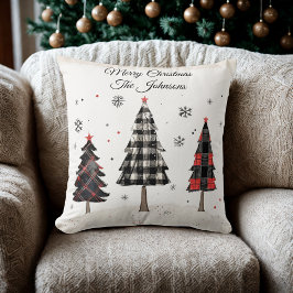 Personalisiertes Karo-Weihnachtsbaum-Familienkisse Kissen
