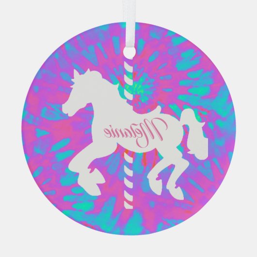 Personalisiertes Karussell Ornament Aus Glas (Rückseite)