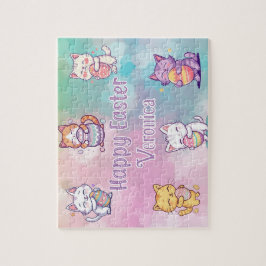 Personalisiertes Katze Frohe Ostern Puzzle