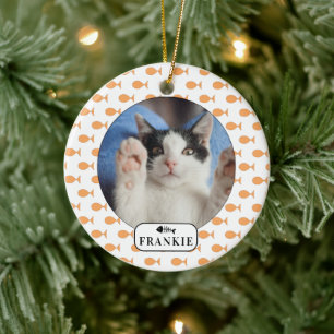 Personalisiertes Katzen-Goldfisch-Haustier-Foto Keramik Ornament