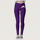 Personalisiertes Katzen-Tier Lila-Weiß-Gestreiftes Leggings (Vorderseite)