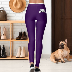 Personalisiertes Katzen-Tier Lila-Weiß-Gestreiftes Leggings