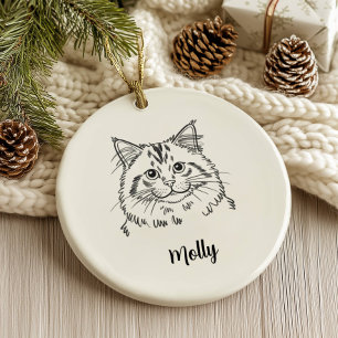 Personalisiertes Katzen-Weihnachten Keramik Ornament