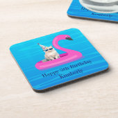 Personalisiertes Katzenfloß Getränkeuntersetzer (Linke Seite)