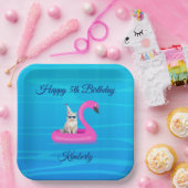 Personalisiertes Katzenfloß Pappteller (Party)