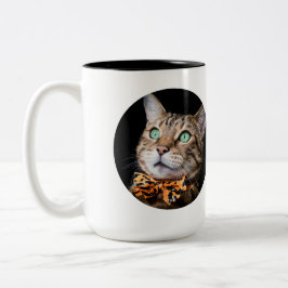 Personalisiertes Katzenfoto mit Text | Individuell Zweifarbige Tasse