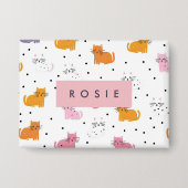 Personalisiertes Katzenmuster mit Polka-Punkten Button (Vorderseite)