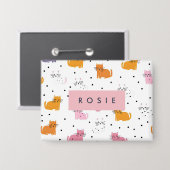 Personalisiertes Katzenmuster mit Polka-Punkten Button (Vorderseite/Rückseite)