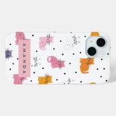 Personalisiertes Katzenmuster mit Polka-Punkten Case-Mate iPhone Hülle (Rückseite (Horizontal))
