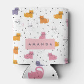 Personalisiertes Katzenmuster mit Polka-Punkten Dosenkühler (Rückseite)