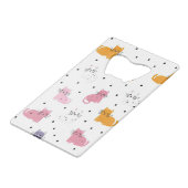 Personalisiertes Katzenmuster mit Polka-Punkten Geldbeutel Flaschenöffner (Rückseite Schrägansicht)