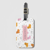 Personalisiertes Katzenmuster mit Polka-Punkten Gepäckanhänger (Vorderseite Vertikal)