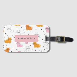 Personalisiertes Katzenmuster mit Polka-Punkten Gepäckanhänger