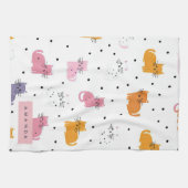 Personalisiertes Katzenmuster mit Polka-Punkten Geschirrtuch (Horizontal)