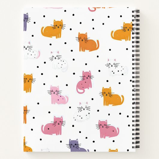 Personalisiertes Katzenmuster mit Polka-Punkten Notizblock (Rückseite)