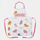 Personalisiertes Katzenmuster mit Polka-Punkten Schürze (Vorderseite)
