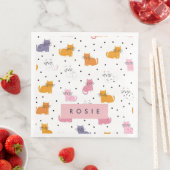 Personalisiertes Katzenmuster mit Polka-Punkten Serviette (Beispiel)