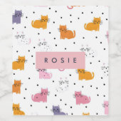 Personalisiertes Katzenmuster mit Polka-Punkten Weinetikett (Einzelnes Label)