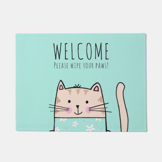 Personalisiertes Katzenmuster Willkommen Fußmatte (Vorderseite)