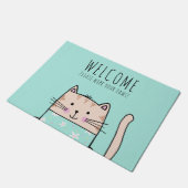 Personalisiertes Katzenmuster Willkommen Fußmatte (Schrägansicht)
