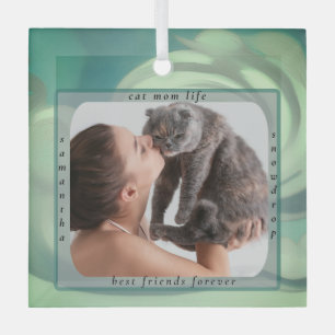 Personalisiertes Katzenmutter-Leben Haustier-Foto- Ornament Aus Glas