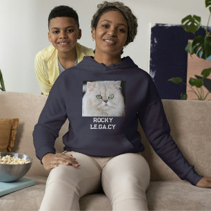 Personalisiertes Katzenmutter-Navyblau- und Weiß-F Hoodie