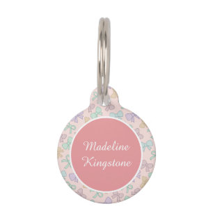 Personalisiertes Katzennamenschild Rosa mit Pastel Haustiermarke