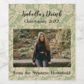 Personalisiertes kausales grünes Foto Weinetikett (Einzelnes Label)