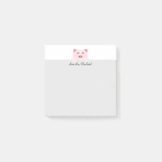 Personalisiertes Kawai Tier - Schwein Post-it Klebezettel (Vorderseite)