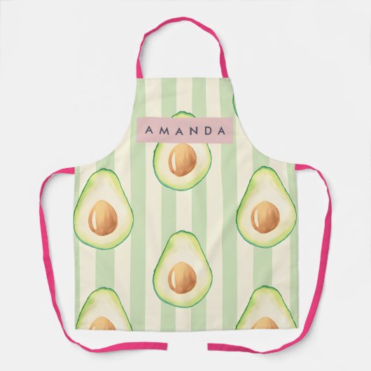 Personalisiertes Kawaii Avocado-Muster Schürze (Vorderseite)